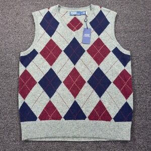 Polo Ralph Lauren Argyle Sweater Vest Wool NWT Men's L Green Golf Tennis Preppy